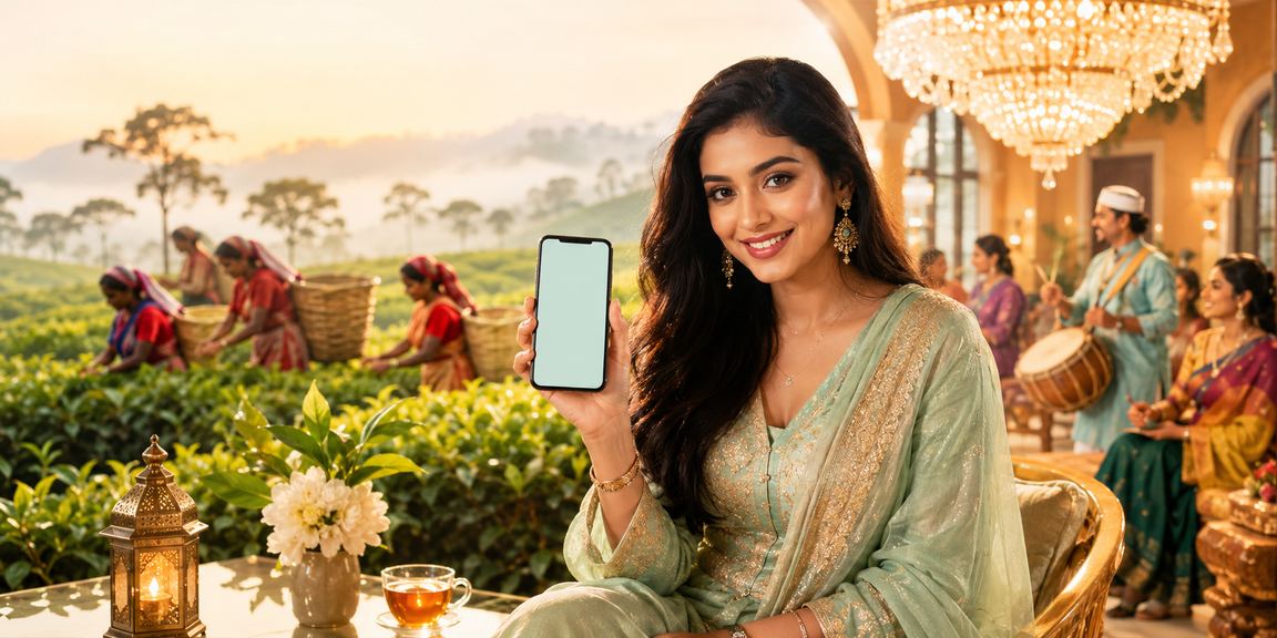 সিলেটের চা বাগানে মোবাইলে বিকাশে ডিপোজিট করছেন ব্যবহারকারী
